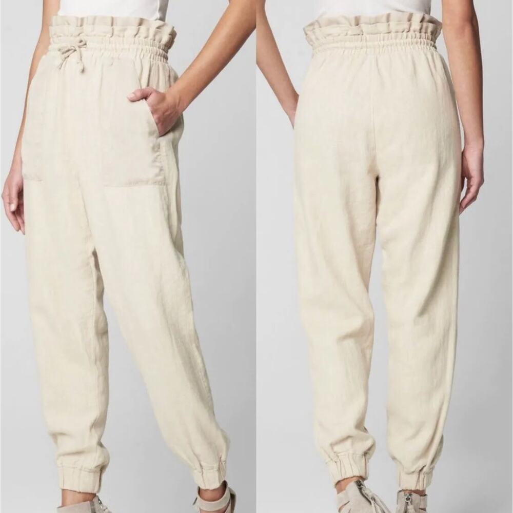 Blank NYC Beige Paperbag Waist Cropped Pants